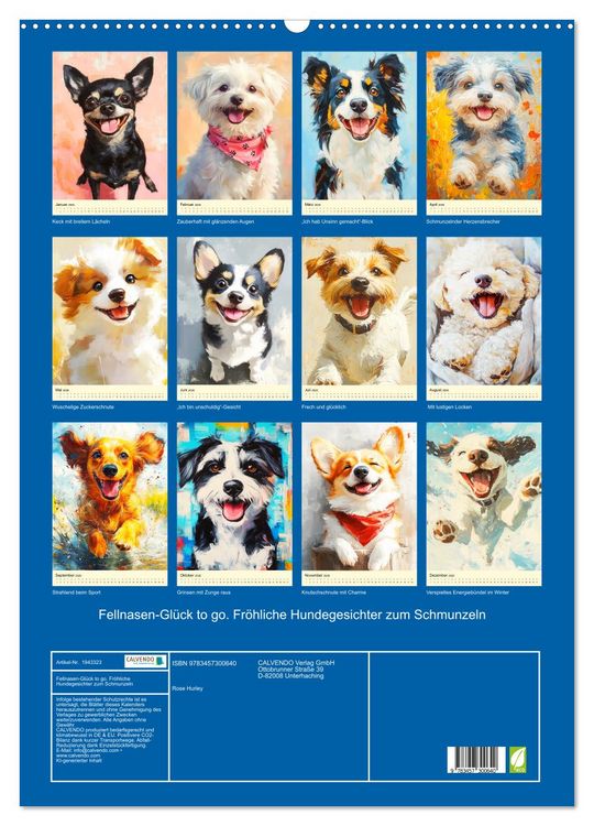 Produktbild: Fellnasen-Gl&uuml;ck to go. Fr&ouml;hliche Hundegesichter zum Schmunzeln (Wandkalender 2026 DIN A2 hoch), CALVENDO Monatskalender