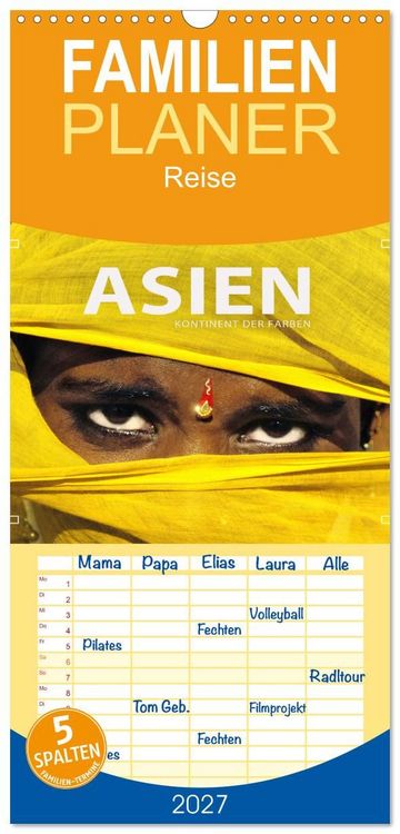 Produktbild: Familienplaner 2027 - Asien - Kontinent der Farben mit 5 Spalten (Wandkalender, 21 x 45 cm) CALVENDO