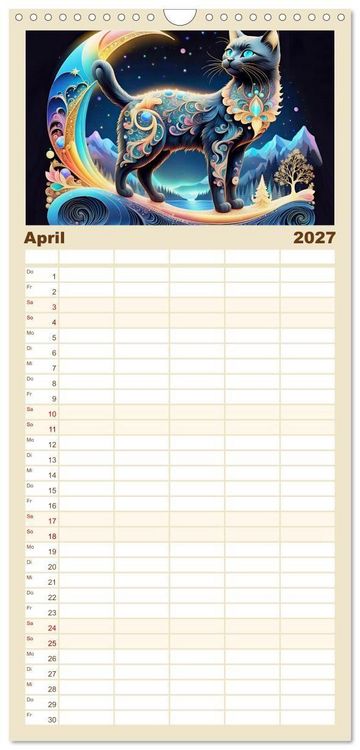 Produktbild: Familienplaner 2027 - Tiere aus Regenbogenfarben mit 5 Spalten (Wandkalender, 21 x 45 cm) CALVENDO