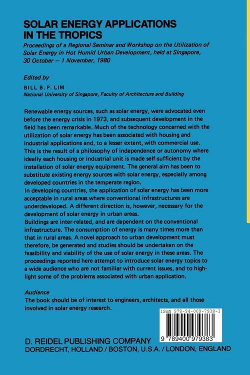 Produktbild: Solar Energy Applications in the Tropics