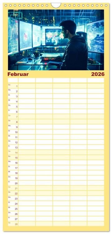 Produktbild: Familienplaner 2026 - Visuelle Reise in die digitale Welt mit 5 Spalten (Wandkalender, 21 x 45 cm) CALVENDO