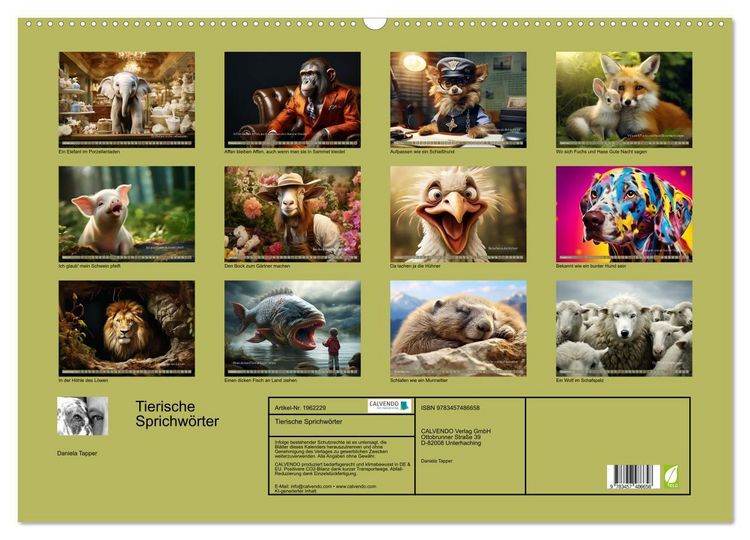 Produktbild: Tierische Sprichw&ouml;rter (Wandkalender 2026 DIN A2 quer), CALVENDO Monatskalender