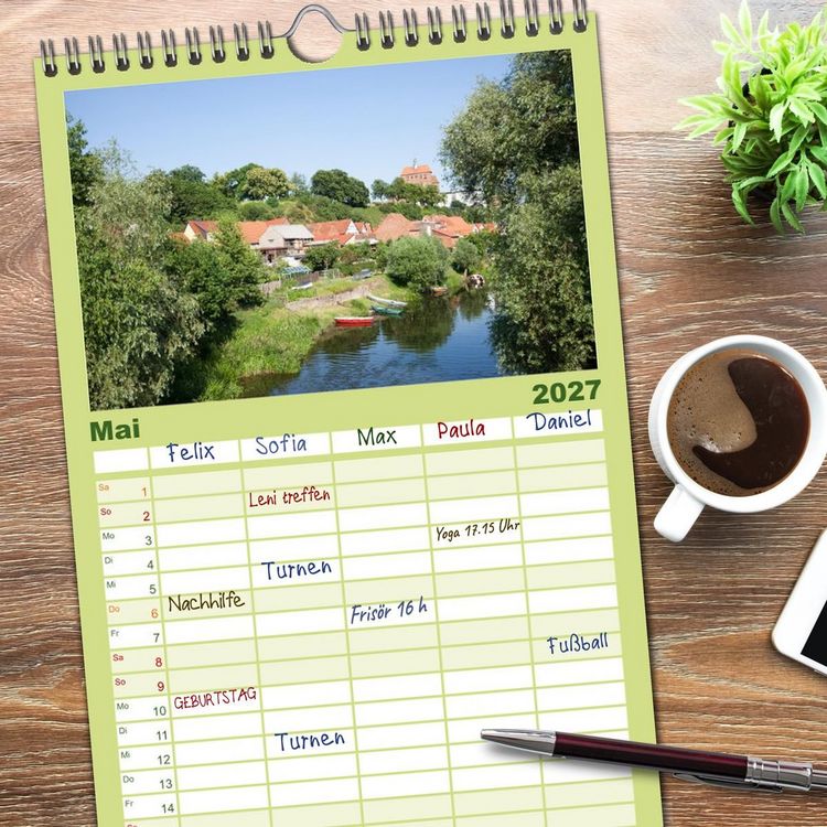 Produktbild: Familienplaner 2027 - Elbetal Nord - Radland Deutschland mit 5 Spalten (Wandkalender, 21 x 45 cm) CALVENDO