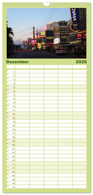 Produktbild: Familienplaner 2026 - Las Vegas - Nevada mit 5 Spalten (Wandkalender, 21 x 45 cm) CALVENDO