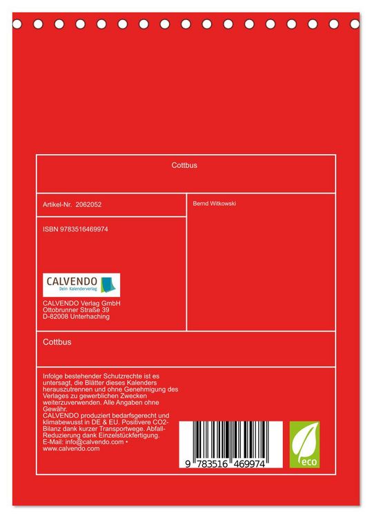 Produktbild: Cottbus (Tischkalender 2026 DIN A5 hoch), CALVENDO Monatskalender