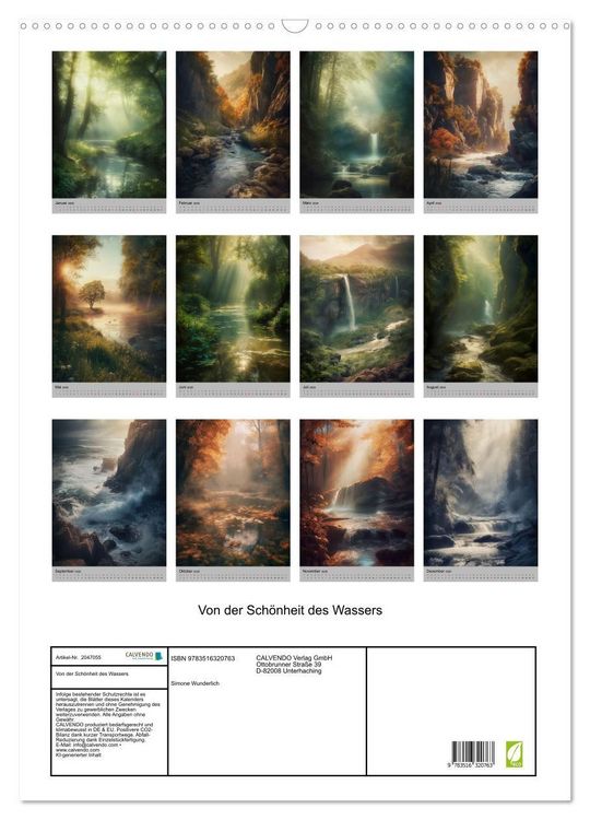 Produktbild: Von der Sch&ouml;nheit des Wassers (Wandkalender 2026 DIN A2 hoch), CALVENDO Monatskalender