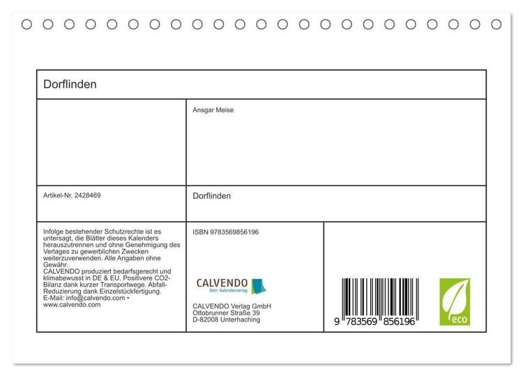Produktbild: Dorflinden (Tischkalender 2027 DIN A5 quer), CALVENDO Monatskalender