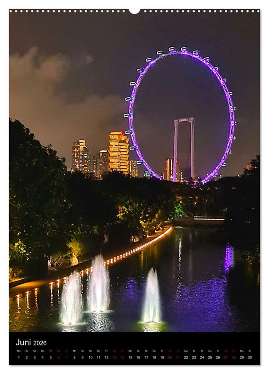 Produktbild: Singapur - Faszinierende Lichterwelt Marina Bay (Wandkalender 2026 DIN A2 hoch), CALVENDO Monatskalender