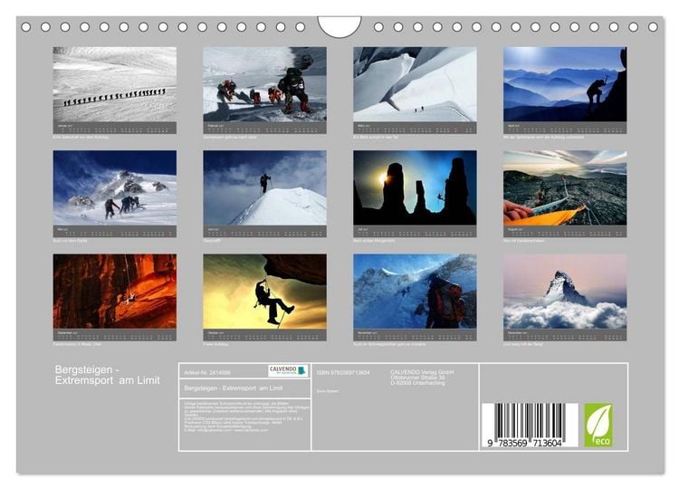 Produktbild: Bergsteigen - Extremsport am Limit (Wandkalender 2027 DIN A4 quer), CALVENDO Monatskalender