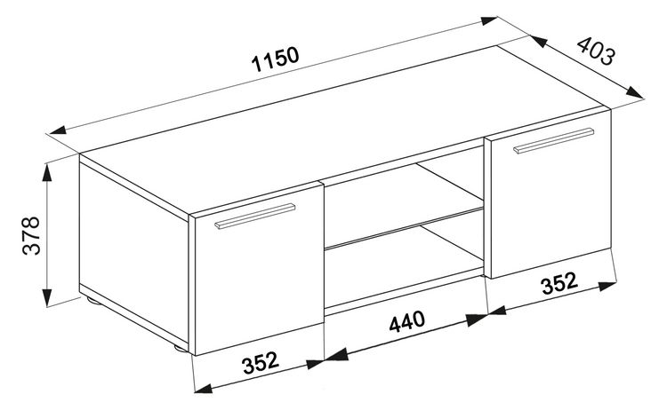 Produktbild: Holz TV Lowboard M&ouml;bel Fernsehschrank Lowina L