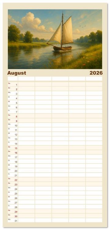 Produktbild: Familienplaner 2026 - Wind bewegt die Welt mit 5 Spalten (Wandkalender, 21 x 45 cm) CALVENDO