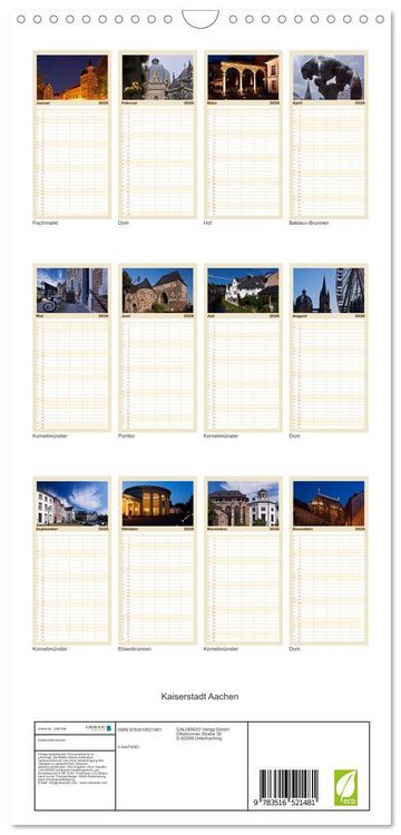Produktbild: Familienplaner 2026 - Kaiserstadt Aachen mit 5 Spalten (Wandkalender, 21 x 45 cm) CALVENDO