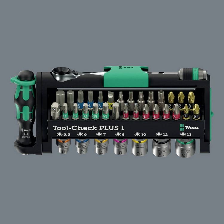 Produktbild: Wera Tool-Check PLUS 1 05049055001 Bit-Set 39teilig Schlitz, Kreuzschlitz Phillips, Kreuzschlitz Pozidriv, Innen-Sechskant, Innen-TORX, TORX BO