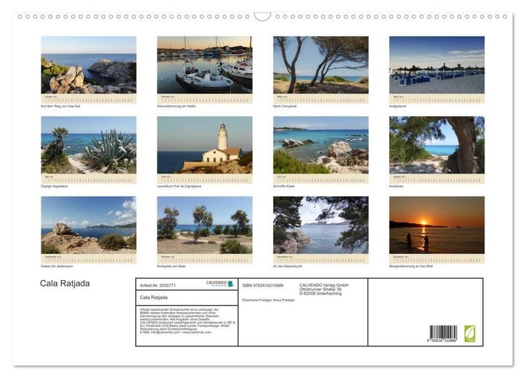 Produktbild: Cala Ratjada (Wandkalender 2026 DIN A2 quer), CALVENDO Monatskalender