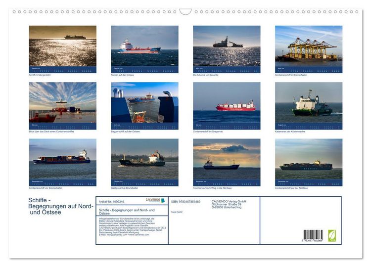 Produktbild: Schiffe - Begegnungen auf Nord- und Ostsee (Wandkalender 2026 DIN A2 quer), CALVENDO Monatskalender