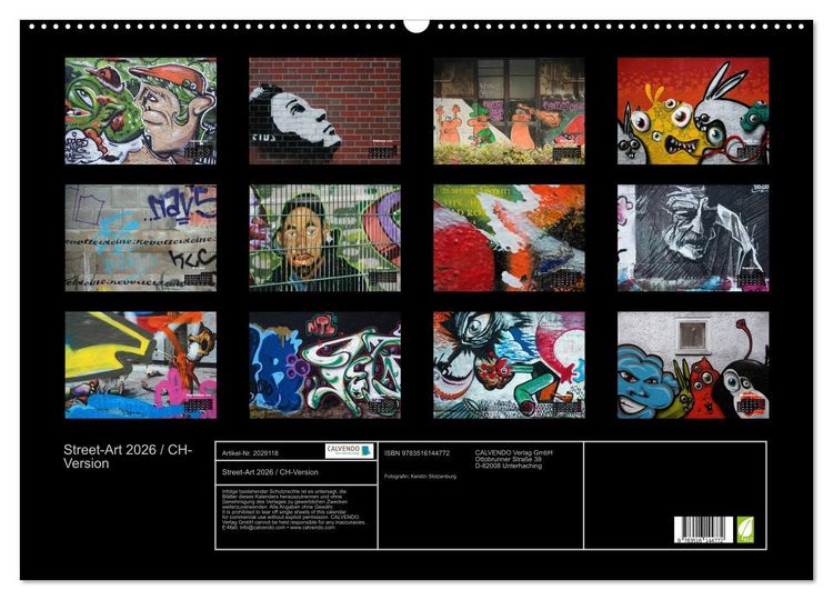 Produktbild: Street-Art 2026 / CH-Version (Wandkalender 2026 DIN A2 quer), CALVENDO Monatskalender