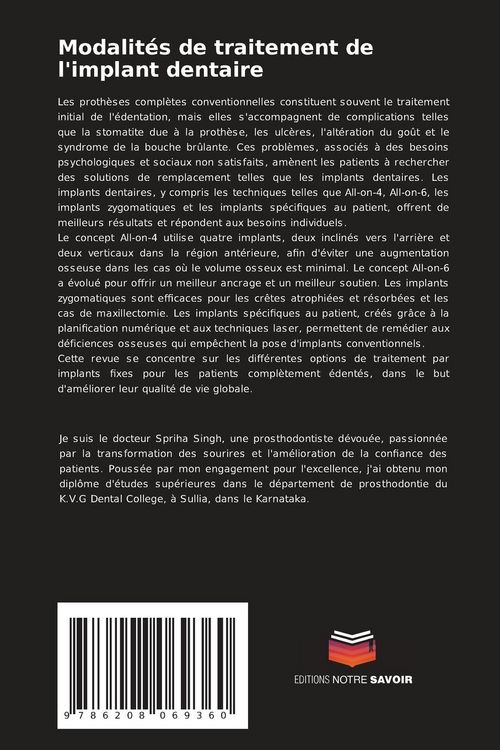 Produktbild: Modalit&eacute;s de traitement de l'implant dentaire