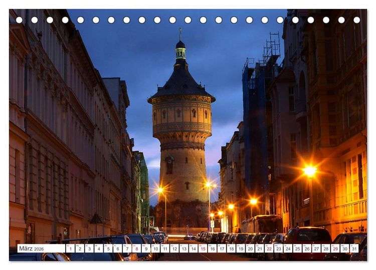 Produktbild: HALLE SAALE BEI NACHT (Tischkalender 2026 DIN A5 quer), CALVENDO Monatskalender