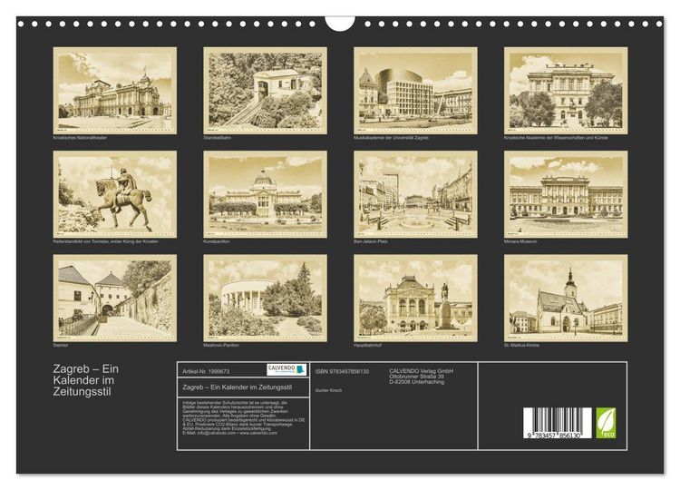 Produktbild: Zagreb &ndash; Ein Kalender im Zeitungsstil (Wandkalender 2026 DIN A3 quer), CALVENDO Monatskalender