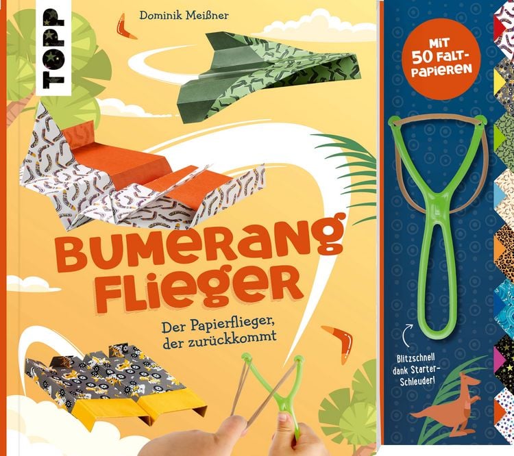 Produktbild: Bumerang-Papierflieger mit Schleuder