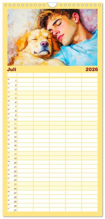 Produktbild: Familienplaner 2026 - Mensch und Hund. Herzensverbindungen mit 5 Spalten (Wandkalender, 21 x 45 cm) CALVENDO