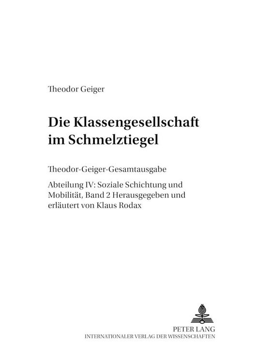 Produktbild: Die Klassengesellschaft im Schmelztiegel