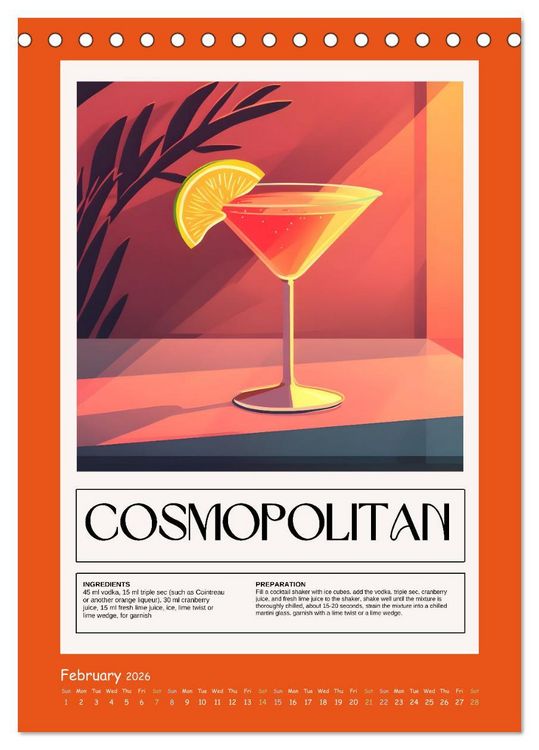 Produktbild: Classic Cocktails (Desk Calendar 2026 DIN A5 portrait), CALVENDO 12 Month DeskCalendar