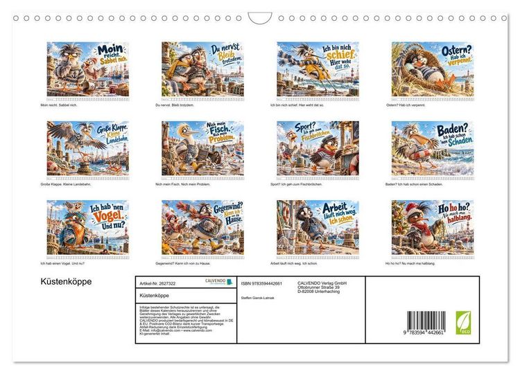 Produktbild: K&uuml;stenk&ouml;ppe (Wandkalender 2027 DIN A3 quer), CALVENDO Monatskalender