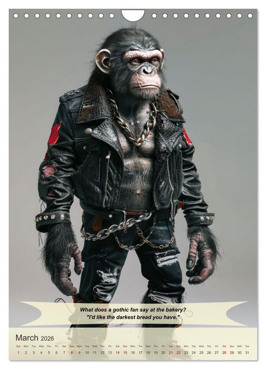 Produktbild: Funny animals in gothic style (Wall Calendar 2026 DIN A4 portrait), CALVENDO 12 Month Wall Calendar