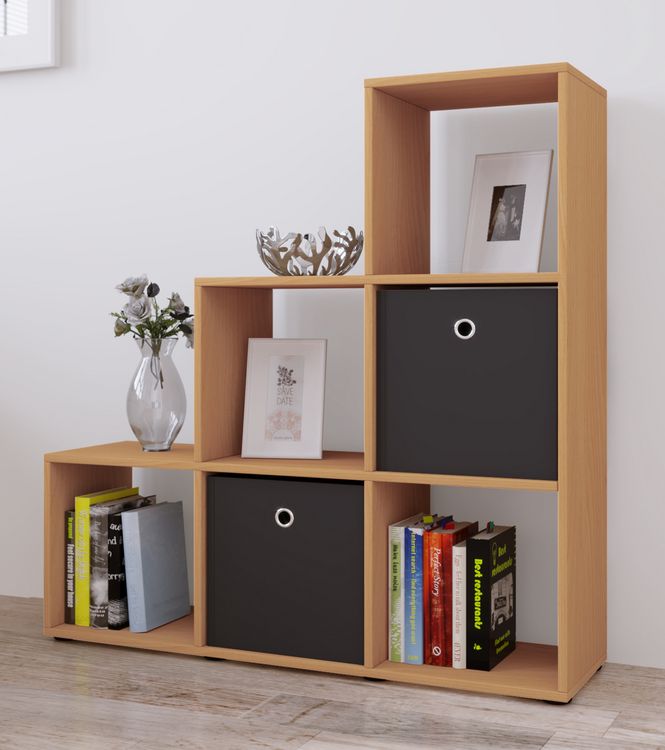 Produktbild: Holz Stand Treppenregal Regal 6 F&auml;cher Nitas