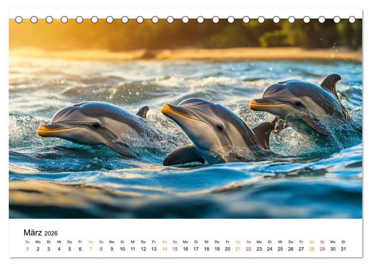 Produktbild: Delfine - Wellen K&uuml;nstler (Tischkalender 2026 DIN A5 quer), CALVENDO Monatskalender