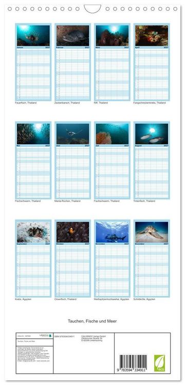 Produktbild: Familienplaner 2027 - Tauchen, Fische und Meer mit 5 Spalten (Wandkalender, 21 x 45 cm) CALVENDO