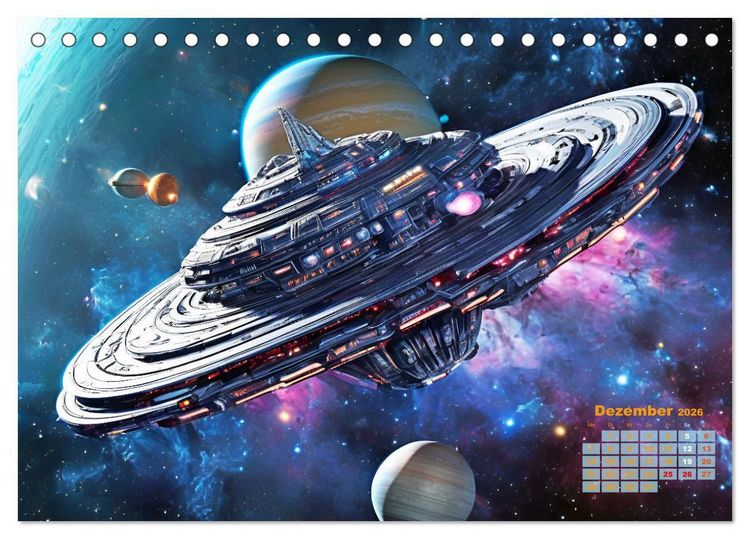 Produktbild: Im Weltall unterwegs - Verr&uuml;ckte Fahrzeuge im Universum (Tischkalender 2026 DIN A5 quer), CALVENDO Monatskalender