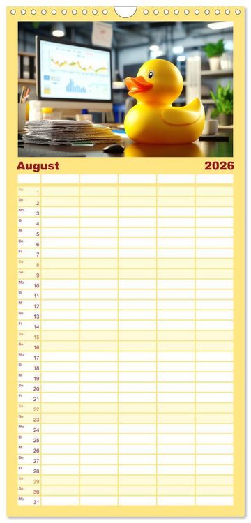 Produktbild: Familienplaner 2026 - Badeenten Kalender - Quietscheenten in der Berufswelt mit 5 Spalten (Wandkalender, 21 x 45 cm) CALVENDO