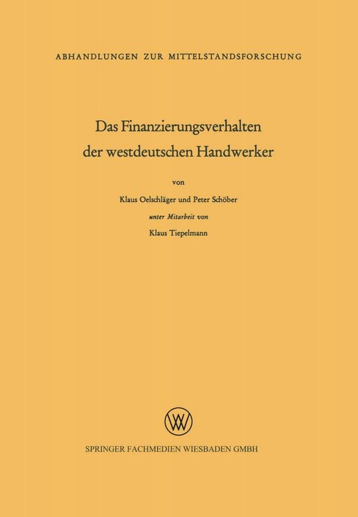 Produktbild: Das Finanzierungsverhalten der westdeutschen Handwerker