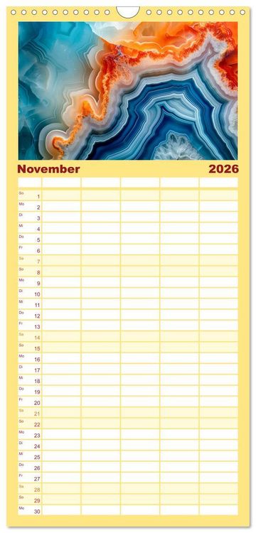 Produktbild: Familienplaner 2026 - Achat-Rhapsodie - Farbige Flussl&auml;ufe in Bandachaten und Quarz mit 5 Spalten (Wandkalender, 21 x 45 cm) CALVENDO