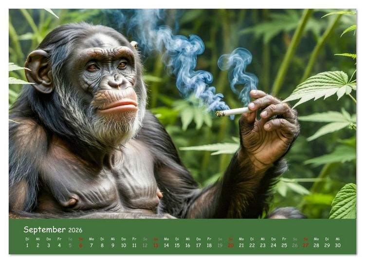 Produktbild: Tiere auf Gras - Der verr&uuml;ckte Cannabis-Kalender voller bekiffter Tiere (Wandkalender 2026 DIN A3 quer), CALVENDO Monatskalender
