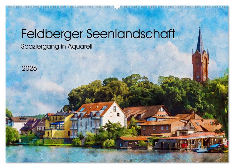 Produktbild: Feldberger Seenlandschaft - Spaziergang in Aquarell (Wandkalender 2026 DIN A2 quer), CALVENDO Monatskalender