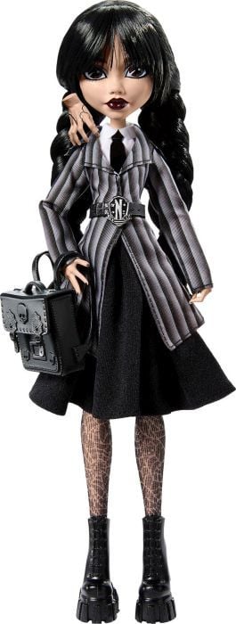 Produktbild: Monster High Wednesday Sammelpuppe, Wednesday Addams in Nevermore Academy Uniform mit Eiskaltem Händchen