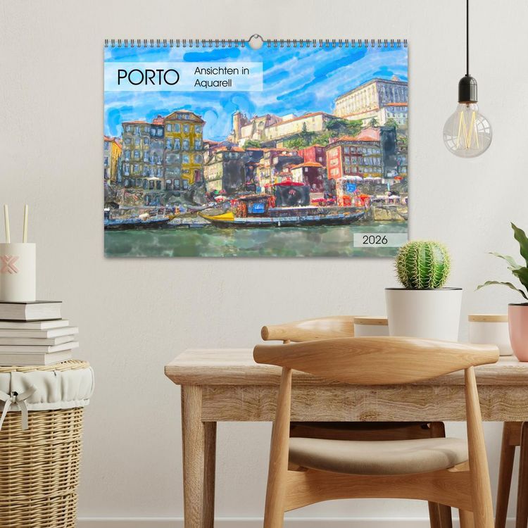 Produktbild: Porto - Ansichten in Aquarell (Wandkalender 2026 DIN A3 quer), CALVENDO Monatskalender
