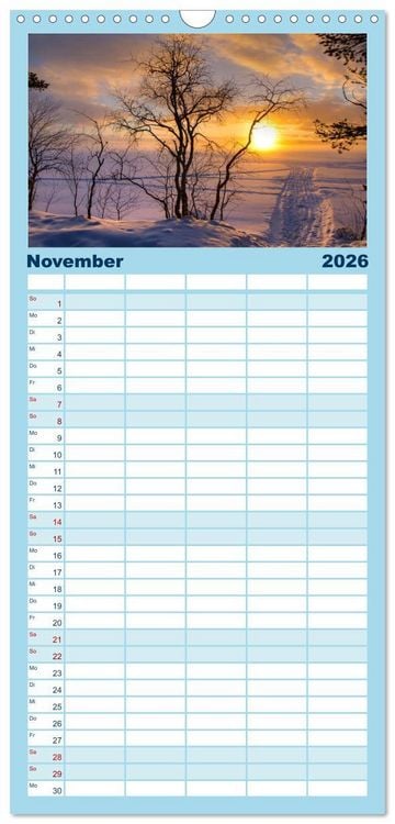 Produktbild: Familienplaner 2026 - Lappland mit 5 Spalten (Wandkalender, 21 x 45 cm) CALVENDO