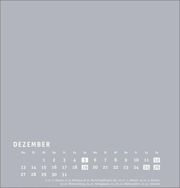 Produktbild: Premium-Bastelkalender silbergrau mittel 2027
