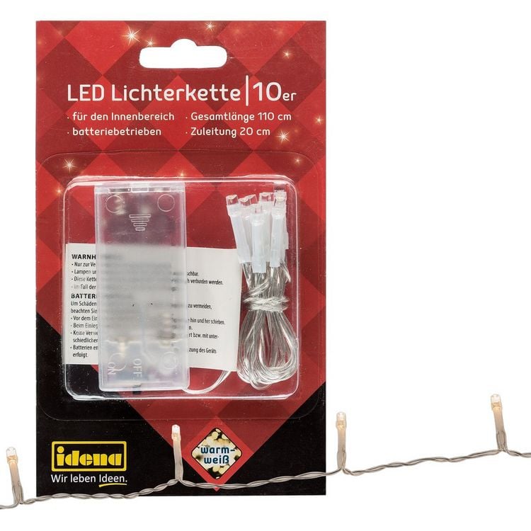 Produktbild: Idena Lichterkette 10 LED warmwei&szlig; 1,1m