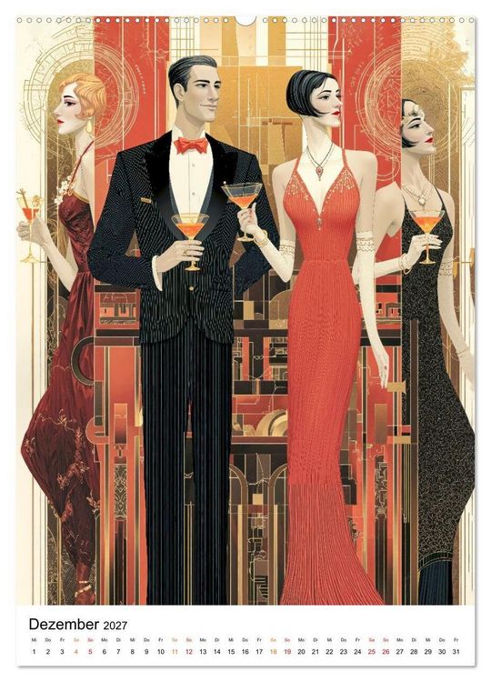 Produktbild: Art Deco - Glamour, Geometrie und Goldstaub (Wandkalender 2027 DIN A2 hoch), CALVENDO Monatskalender