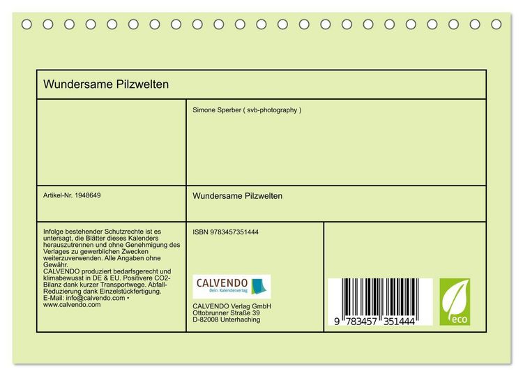 Produktbild: Wundersame Pilzwelten (Tischkalender 2026 DIN A5 quer), CALVENDO Monatskalender