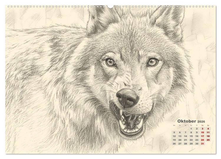 Produktbild: Wilde Seelen - Tierische Momente in Graphit (hochwertiger Premium Wandkalender 2026 DIN A2 quer), Kunstdruck in Hochglanz