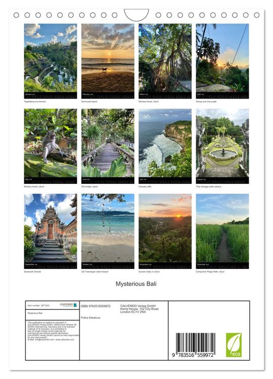 Produktbild: Mysterious Bali (Wall Calendar 2026 DIN A4 portrait), CALVENDO 12 Month Wall Calendar