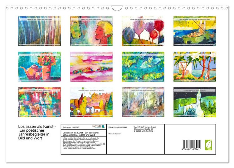 Produktbild: Loslassen als Kunst - Ein poetischer Jahresbegleiter in Bild und Wort (Wandkalender 2026 DIN A3 quer), CALVENDO Monatskalender