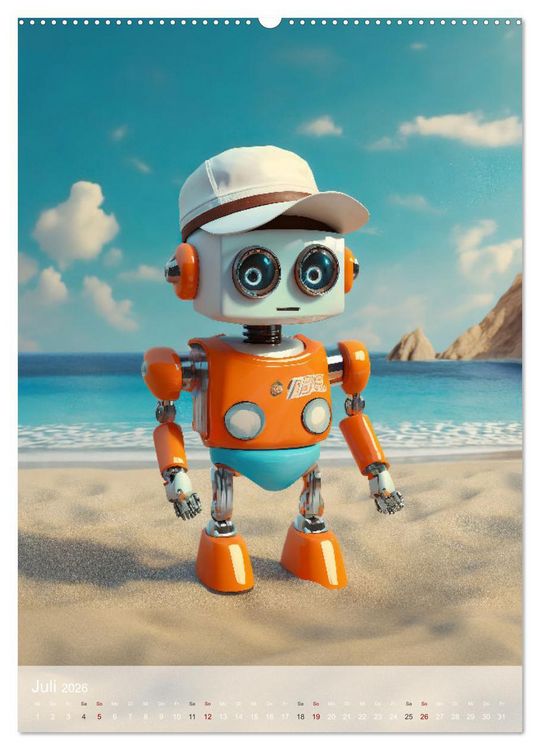 Produktbild: RoboLife - Niedliche Blechfreunde im Alltag (hochwertiger Premium Wandkalender 2026 DIN A2 hoch), Kunstdruck in Hochglanz