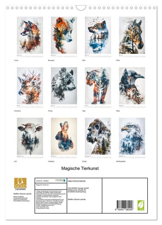Produktbild: Magische Tierkunst (Wandkalender 2026 DIN A3 hoch), CALVENDO Monatskalender